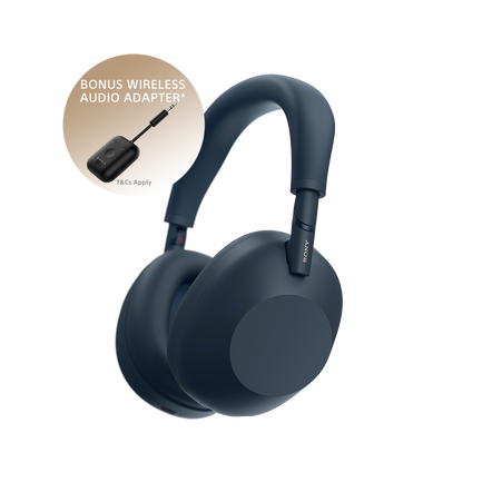WH-1000XM6 Wireless Noise Cancelling Headphones (Midnight Blue) + Connect Air Inflight Wireless Audio Adapter (Black), , hi-res