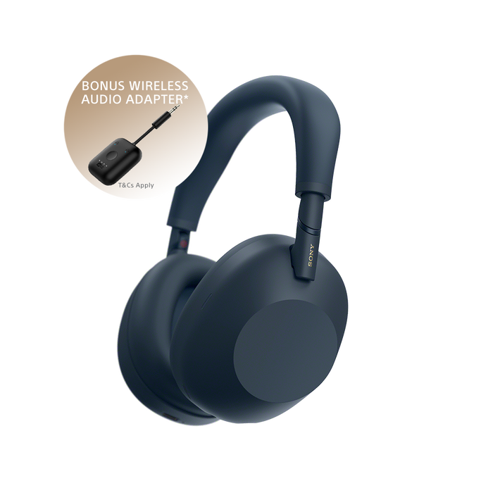 WH-1000XM6 Wireless Noise Cancelling Headphones (Midnight Blue) + Connect Air Inflight Wireless Audio Adapter (Black), , product-image