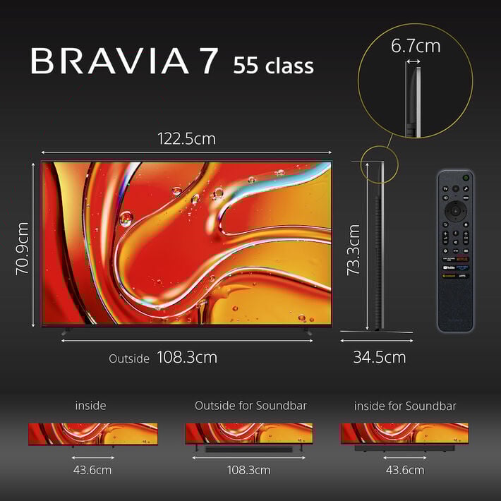 55" BRAVIA 7 | XR Processor | Mini LED | 4K Ultra HD | HDR | Google TV,  55" BRAVIA 7 | XR Processor | Mini LED | 4K Ultra HD | HDR | Google TV, , product-image