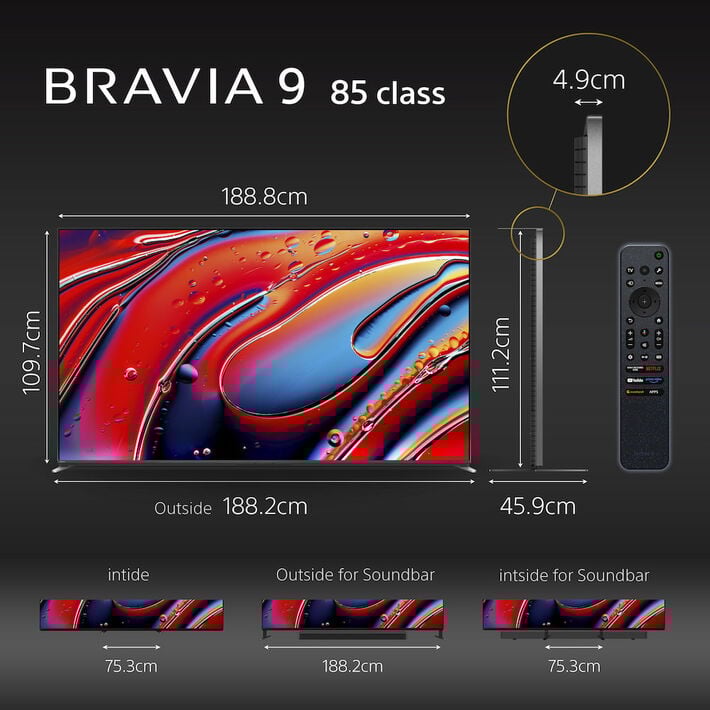 85" BRAVIA 9 | XR Processor | Mini LED | 4K Ultra HD | HDR | Google TV, , product-image