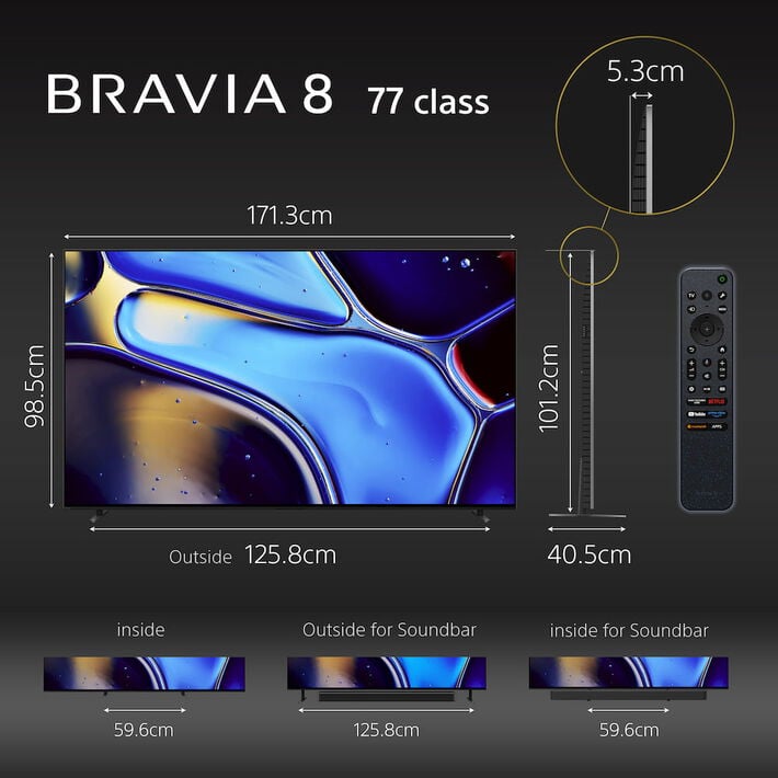 77" BRAVIA 8 | XR Processor | OLED | 4K Ultra HD | HDR | Google TV,  77" BRAVIA 8 | XR Processor | OLED | 4K Ultra HD | HDR | Google TV, , product-image