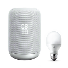 Google Assistant Built-in Wireless Speaker (White) with LIFX Mini Colour