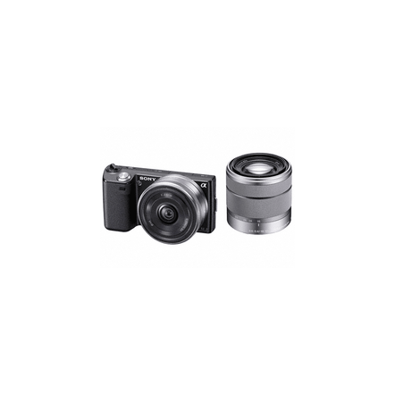 16.1 Mega Pixel Camera (Black) with SEL16F28 and SEL 1855 lenses, , hi-res