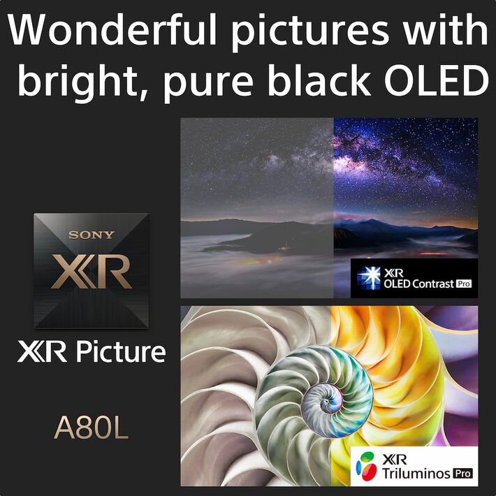 55" A80L | BRAVIA XR | OLED | 4K Ultra HD | High Dynamic Range (HDR) | Smart TV (Google TV),  55" A80L | BRAVIA XR | OLED | 4K Ultra HD | High Dynamic Range (HDR) | Smart TV (Google TV), , product-image